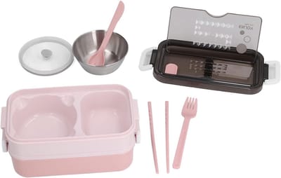Geïsoleerde Lunchbox - Thermos Voedselcontainer - Warme Maaltijden Onderweg - Twee Niveaus Stapelbaar - 22 x 13 x 12 cm