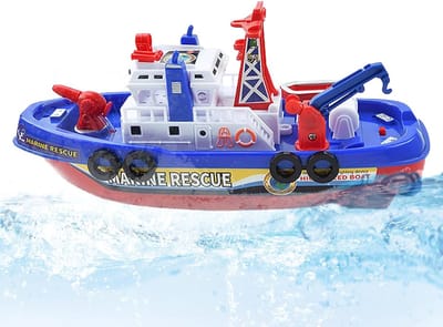 Elektrische Brandblusboot - Waterspeelgoed Schip - Bad en Zwembad - Automatische Waterspuit - 26.4 cm Lengte - Rood