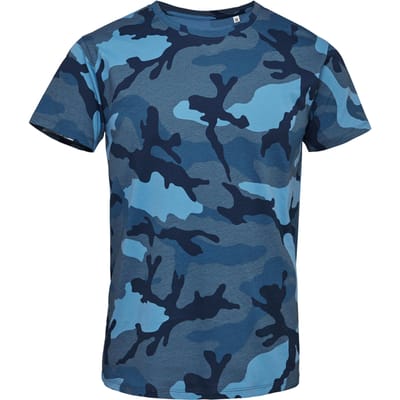 SOLS Heren Camo T-Shirt met korte mouwen (Blauwe Camo)