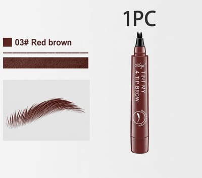 Wenkbrauwpotlood Waterproof 4 Tip Microblading Effect – Natuurlijk Volle Wenkbrauwen – Langhoudend – 1 Stuk Kleur Roodbruin Rood Bruin Code 3