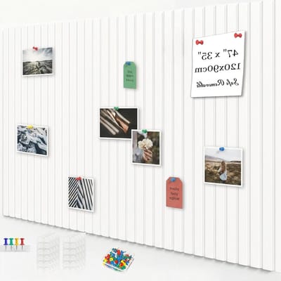 Dailygoods - Acidea Groot alternatief voor kurkbord, 120 x 90 cm, 12 stuks witte vilten wandtegels met hoge dichtheid, met veilige verwijderbare zelfklevende tabs en 50 pushpinnen, vilten kurkbord voor