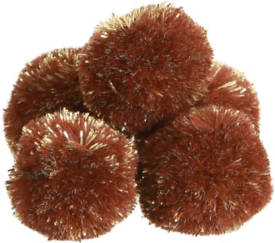 Pompons met glitter bruin 2,5cm pompons 2 zakjes – 24st