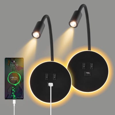 Bedlampjes Hoofdbord - Leeslampjes - Bedlamp Slaapkamer Volwassenen - Grijs - Nachtlamp
