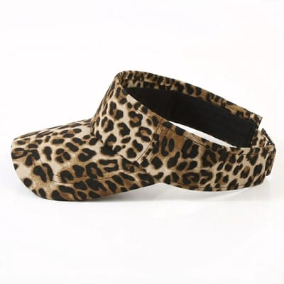 Kaki zwart luipaardprint zonneklep dames en heren – verstelbare visor pet met gebogen klep – open bovenkant cap met dierenprint – casual zomer zonneklep voor outdoor en vrije tijd