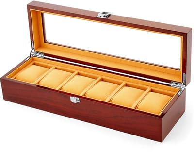 Luxe Roodhout Opbergdoos - 6 Horloges
