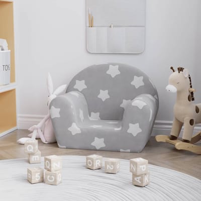 vidaXL - Kinderbank - met - sterren - zacht - pluche - lichtgrijs