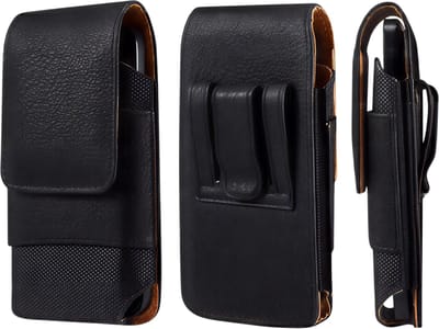 Multifunctionele heuptas voor heren van imitatieleer - Maat L - Telefoontasje met riemclip - Groot formaat - Zwart - Verticaal - Duurzaam telefoontasje van imitatieleer - Compacte heuptas voor smartphone, sleutels en accessoires