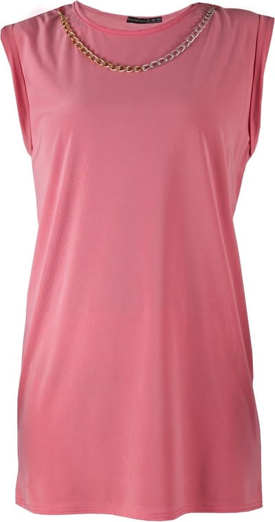 Koraalkleurige blouse + maliënkolder