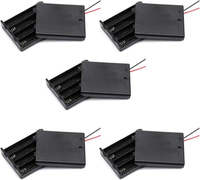 Batterijhouder met Schakelaar - Batterijbox Houder - Elektronica Projecten - Met Draad en Schakelaar - 5 Stuks - Zwart