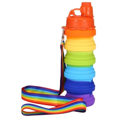 Siliconen Regenboog Waterbeker Buitenactiviteit Reizen Atletische Waterfles Telescopische Waterfles 500ml