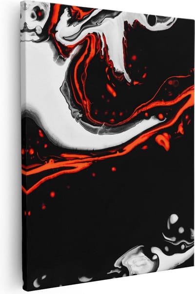 Artaza Canvas Schilderij Abstracte Kunst - 40x50 cm - Muurdecoratie Woonkamer - Wanddecoratie Rood - Kamer Accessoires
