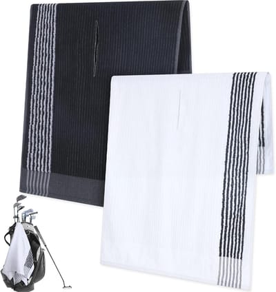 Golfhanddoeken - Golf caddy handdoeken - Golfbaan schoonmaken - Sneldrogende materiaalmix - 22 x 44 inch - Zwart-wit en grijs-wit