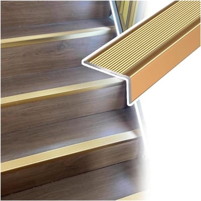 Trapneus Profiel - Aluminium Randbescherming - Trap Beveiligen - Antislip Oppervlak - 90 cm Lengte - Goud