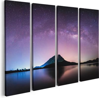 Artaza Canvas Schilderij Vierluik Melkweg Bij Een Berg In Thailand - 80x60 - Foto Op Canvas - Canvas Print
