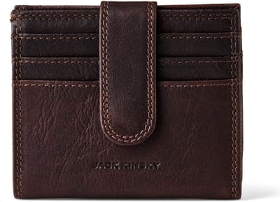 Jack Kinsky Porto 116 Portemonnee RFID-bescherming Leer 10 cm - Jongens - Horizontaal - mokka