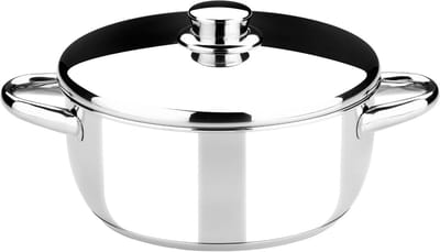 Grote steelpan - Kookpan met deksel - Lekkere maaltijden koken - Drievoudige warmtebasis - 24 cm diameter - Zilverkleurig