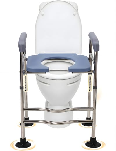 AHD® Toiletverhoger - Toiletverkleiner - Toiletverhogers - Toiletbeugel - Toiletverhoger met Armleuning - Blauw - 49cm x 11cm x 64cm
