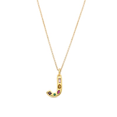 Luxenter Halsketting met Veelkleurige Zirkonia 18k goud afwerking - Alfabet