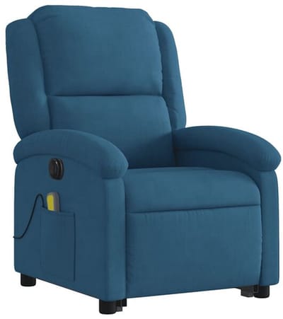 Massagestoel - Relaxfauteuil - Zetel - Sta op stoel elektrisch - Stof - 1 persoons - Met armleuning - Zeer comfortabel - Elektrisch - Blauw