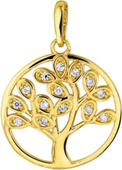 The Jewelry Collection Hanger Levensboom Zirkonia - Goud