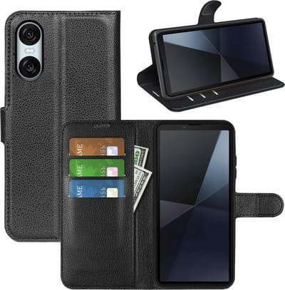 MobyDefend Hoesje - Geschikt voor Sony Xperia 10 VI - Kunstleren Wallet Book Case (Sluiting Voorkant) - Zwart
