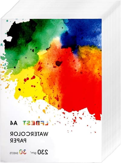 Watercolor Paper A4, 30 Vellen Wit Waterverfpapier voor DIY Creaties, Schilderen en Kleurtechnieken, Perfect voor Aquarel en Acrylschilderingen