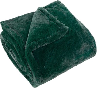 Extra Zachte Pluizige Faux Fur Plaid met Oxford Rand in Aardetint (150 x 200 cm)
