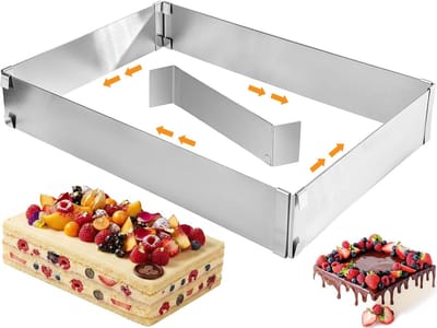 Rvs taartring - 5 cm hoog - Taartframe Verstelbaar Edelstaal - 15-28 cm - Dessertring - Taartring RVS - Vierkant - Vorm - Dessertvorm - Kookring - Springvorm - Bakvorm - Taartvorm - Bakring - Geschikt voor doe-het-zelf keukenbakken