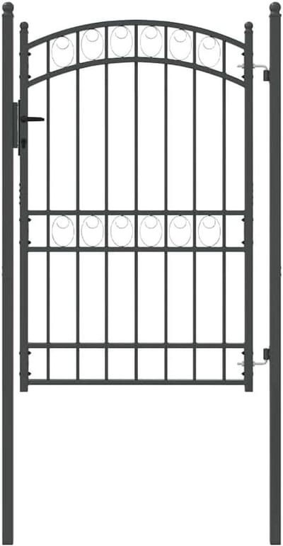 Veiligheidspoort Buiten - Tuinhek Poort - Buitenruimte Afsluiten - Gepoedercoat Staal - 104 x 204 cm - Grijs