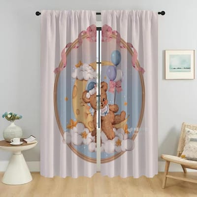 Beren Keukengordijnen voor Woonkamer Gordijn Shades Home Interieur Gordijnen 2 Stuks Scheidingswand Halloween Decoratie Verduisterend W50xH70cmx2pcs-CL