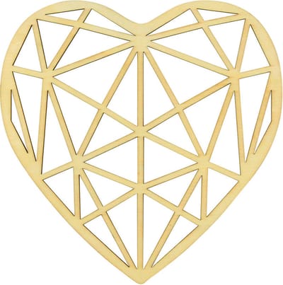 Hart Geometrische Lijnen - DIY-Deco & Hobby/Creatief - Duurzaam & Onbehandeld Hout - 20x20x0.25cm