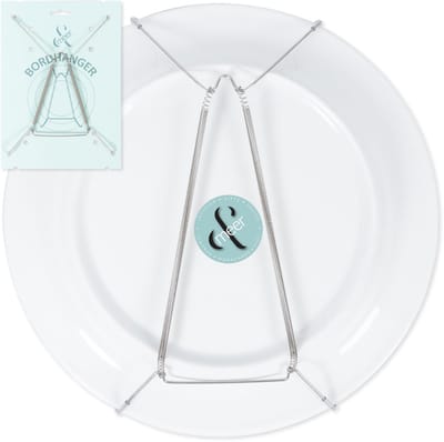 Zilverkleurige Bordenhanger Medium Ø 21-28 cm – Metalen Bordhanger voor Bord, Kom en Tegel Ophangen