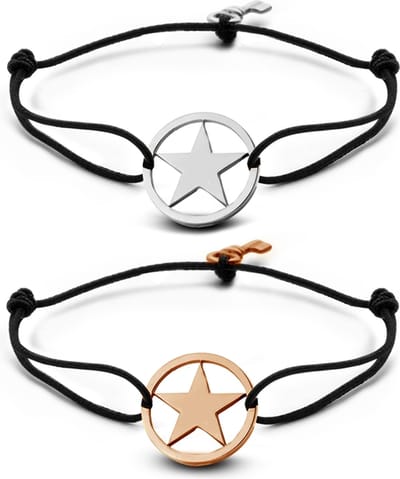 Key Moments 8KM-C00004 - Duo armband you & me met stalen ster en sleutel - one-size - zilverkleurig / rosékleurig