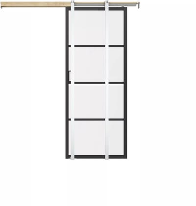 Vente-unique Schuifdeur met klamplaagsysteem - aluminium en gehard matglas - H205 x L93 cm - SINCA II