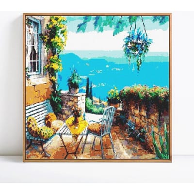 Peinture diamant 5D à faire soi-même, broderie complète 5D, paysage de mer, mosaïque, image en vente 30x30 blue