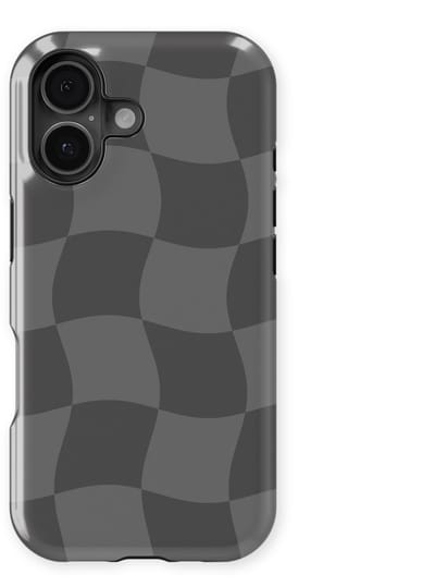 Checkered Warp Hoesje geschikt voor iPhone 16 | Geschikt Voor Mag | Uniek Design Hoesje | Beschermhoes geschikt voor iPhone 16 Grey Motion