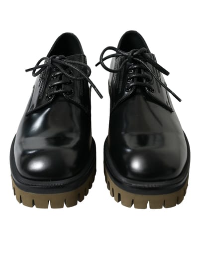Leren Oxfords met Vetersluiting in Patentskin