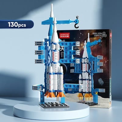 107 Stuks DIY Ruimteraket Bouwstenen Lanceercentrum Basis Puzzel Model Educatief Speelgoed voor Jongens Kinderen STEM Leren