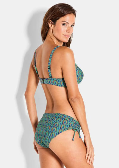 Bikini met vrouwelijke plooitjes - türkis / koningsblauw / gedess. - Gr. 38 A van Goldner Fashion