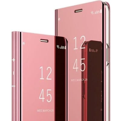 Folio Hoesje voor Xiaomi Redmi 9C, Luxe Transparant Clear Flexibel Hard Hoesje Cover Redmi 9C, Roségoud