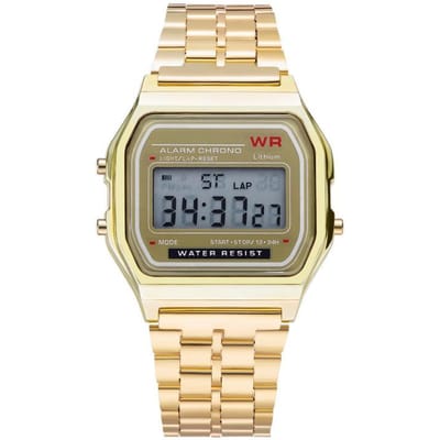 Montre F91W à bracelet en acier non étanche pour femmes, hommes, horloge d'affaires, montre de sport numérique LED multifonctionnelle, horloge électronique gray