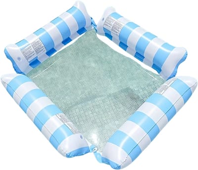 Nivard Luxe Waterhangmat - Luchtbed Zwembad - Luchtmatras Opblaasbaar - Water Hangmat - Aqua Lounge - Licht Blauw