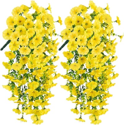 Kunstpetunia's Buiten - Nepbloemen Set - Tuin Decoratie - Onderhoudsvrij Levendig - 2 Stuks - Geel