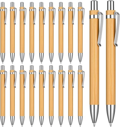 Cosensi - Bamboo Ballpoint Pen - Eco-vriendelijk - Duurzaam - 20 stuks - Perfect voor kantoor en dagelijks gebruik - Comfortabel schrijven - Zacht ...