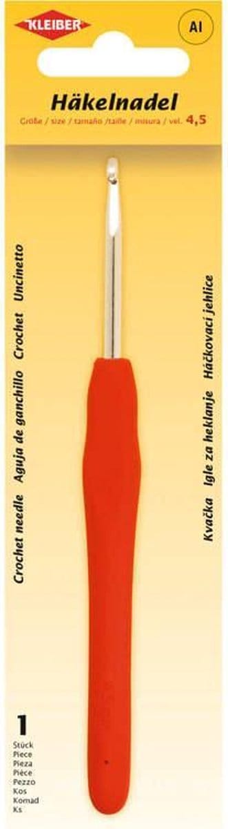Haaknaalden set, maat 4,5, kunststof handvat, rood