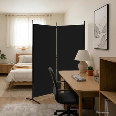 vidaXL - Kamerscherm - met - 2 - panelen - 175x180 - cm - stof - zwart