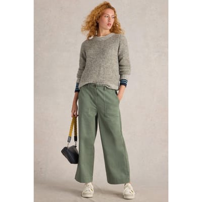 White Stuff Romy Wide Leg Cropped Trouser Dusty Green Maat: 20 REGULAR | Wijde Broeken Outlet | Dames | Groen