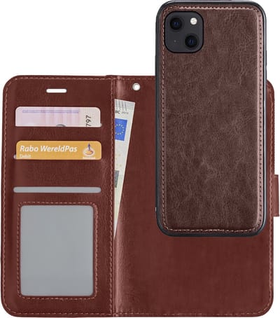 Hoesje - 2 in 1 - Geschikt voor Apple iPhone 13 Mini - Met Uitneembare Hard Cover - Bookcase - Wallet Case - Met Pasjeshouder - Book Case - Uitneembaar - Pashouder - Kunstleer - Telefoonhoesjes - Bruin