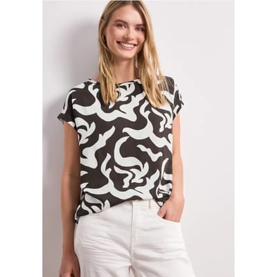 Blouse met hangende schouder en print