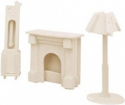 Bouwpakket Poppenhuismeubels Poppenhuisinrichting Lamp-Schoorsteen-Klok-hout